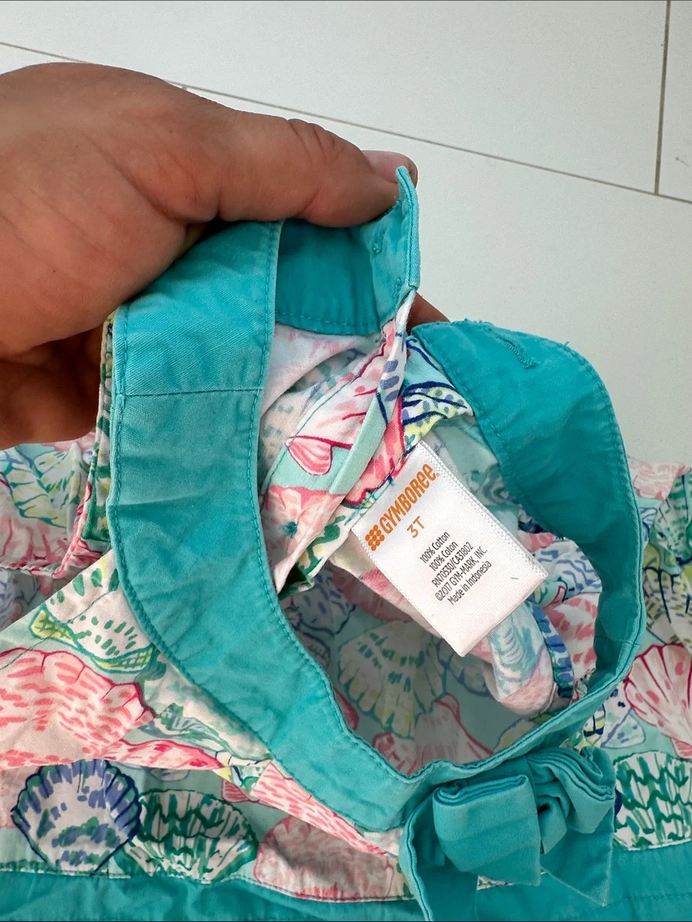 Gymboree Teal Trim Multicolor Seashell Print Sundress 3T